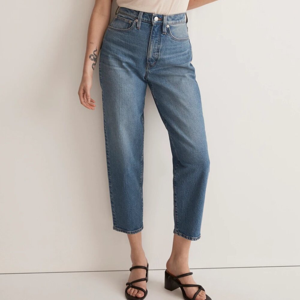 MADEWELL BALLOON JEANS BARREL LEG cropped baggy high waist stretch denim sz 23